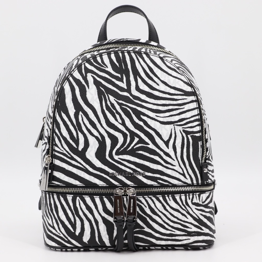 New Michael Kors Rhea Backpack Zebra Print